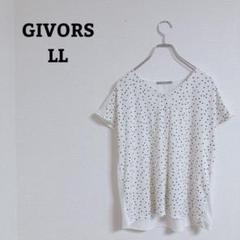 ジボール　カットソー　フレンチスリーブ　ドット　Vネック　ストレッチ　薄手　XL