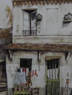 藤田嗣治、【パリのアルソンヴァル通り】、希少画集画、新品高級額・額装付 藤田嗣治、【パリのアルソンヴァル通り】、希少画集画、新品高級