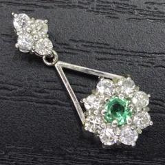 pt900プラチナ天然エメラルド0.40天然ダイヤモンド ネックレストップのみ