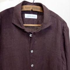 伊製 ISETAN MEN'S ホリゾンタルカラー リネンシャツ ドレスシャツ