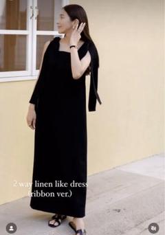 ワンピース CARLA 2way satin dress-Black CARLA 2way satin dress-Black