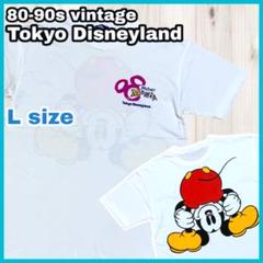Disney 逆さまミッキープリント 半袖 Tシャツ 80-90s ヴィンテージ