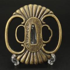 お値下げ！葉模様 鉄製 鍔(つば) 鐔(鍔)－ t-581 信玄鐔 鉄地 － 日本刀の通信販売 明倫産業株式会社