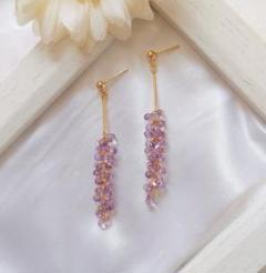 スティック×チェコビーズピアス ハンドメイドピアス