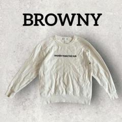 BROWNY 長袖トレーナー メンズスウェット クルーネック (L) ホワイト