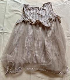 美品｜チュール付き｜チェック柄ノースリーブ｜コットン100％｜女の子130｜夏服