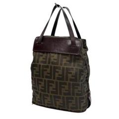 美品 FENDI フェンディ ハンドバッグ ズッカ ロゴ 型押し キャンバス