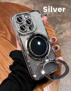 iPhone16ケース　ハードケース　シルバーラメ