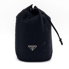 【超極美品】PRADA 巾着ポーチ　テスートナイロン　黒　トライアングルロゴ