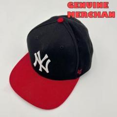 【47】キャップ　NYロゴ　ヤンキース　刺繍　バイカラー　MLB正規品　赤×黒