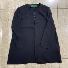 【CARVEN/カルヴェン】東京ソワール　シルク混　ノーカラースタンドジャケット sh713 CARVEN ブラック ノーカラージャケット 40 カルヴェン