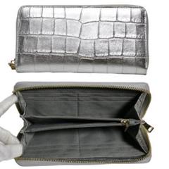 Y62 型押し クロコダイル 牛革 ラウンドジップ 長財布 新品 未
