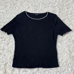 23区　サマーニット　リブ　半袖　Tシャツ　カットソー　46 大きめ