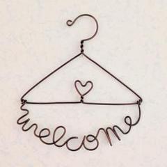 ワイヤークラフト　Welcome　カントリー雑貨　ハンドメイド　ミニチュア壁掛け