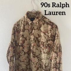 90sRalphLaurenラルフローレン長袖花柄シャツメンズm