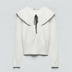 ZARA ピーターパン襟ニットセーター - メルカリ