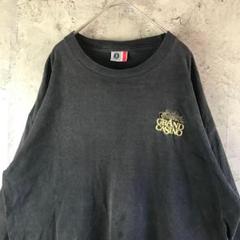 Z2327古着　ロンT ブラック　ワンポイント　90s Y2K