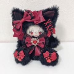 にじぱぺっと♡10cmサイズ ぬい服♡ピンク♡おすわりねこちゃん チャーム付き♪ にじぱぺっと♡10cmサイズ ぬい服♡ブラック♡おすわりねこ