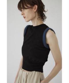 美品 RIM.ARK Half sleeve compact knit ブラック RIM.ARK | Half sleeve compact knit (KNITWEAR ) |RIM.ARK