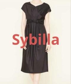 【Sybilla】ポリエステルレーヨンデザインドレス シルク混　ブラック