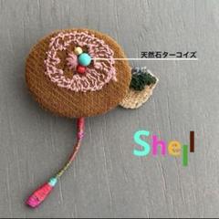 ⑦69ミナペルホネン ブローチアクセサリー ハンドメイド 花
