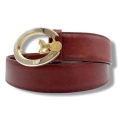 希少✨CELINE セリーヌ　レザーベルト　ワインレッド　馬車ロゴ　ワインレッド CELINE セリーヌ ベルト レッド 馬車 レザー vintage