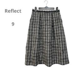 リフレクト　膝丈スカート　チェック柄　毛混　オフィス　セレモニー　上品　ワールド