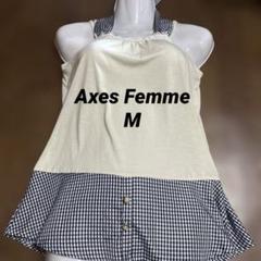 Axes Femme アイボリーとチェック柄のタンクトップ.キャミソール