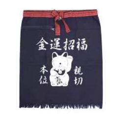 プリント入り大変丈夫な帆前掛け商売人必須 招き猫プリント柄