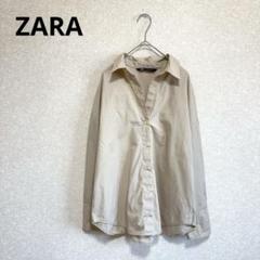ZARA ザラ スキッパーシャツ オーバーサイズ ベージュ アメリカXS