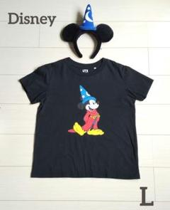 ミッキー ファンタジア カチューシャ Tシャツ ブラック 黒 Lサイズ