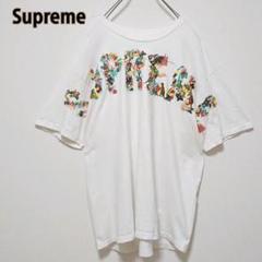 希少 シュプリーム アニマル柄 ビック ロゴ ホワイト 半袖 Tシャツ