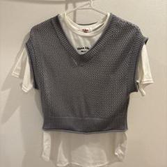 Pink Latte グレー Vネック Tシャツ