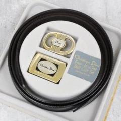 ▲未使用/保管品 クリスチャン ディオール ベルト レザー バックル2個付きのサムネイル