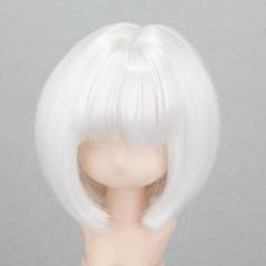 ドールウィッグ 6〜7インチ ボブヘア ストレート BJD ホワイト 白髪