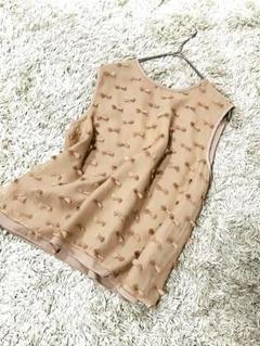 JILL STUART リボン ジャガードノースリーブブラウス