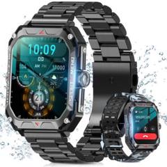 スマートウォッチ スポーツウォッチ 迷彩 2.02インチ大画面 軍用規格