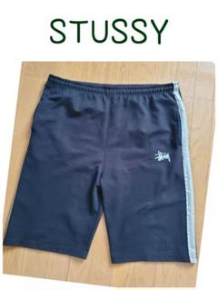 STUSSY ステューシー ハーフジャージ ブラック×シルバー LARGE