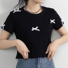 新品　リボン ワッフル生地 Tシャツ　デイクローゼット
