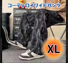 メンズ パンツ ストリート ワイド コーディロイ ブラック 大きいサイズ