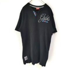 〈ガッチャ〉ワッフルＴシャツ　黒　メンズ　XL