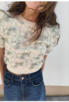 ZARA♡完売品♡今季♡スパンコール刺繍入り異素材ニットトップス