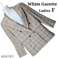 定価3.5万 Whim Gazette モヘヤ混　ツイードジャケット 白 金釦 定価3.5万 Whim Gazette モヘヤ混 ツイードジャケット 白 金釦