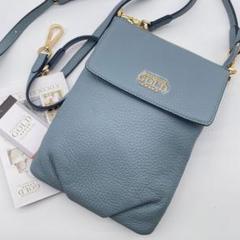 未使用✨ ココセリュックスゴールド　シボ革　ポシェット　ショルダーバッグ　ブルー