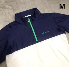 BRESH ゴルフ モックネック ハーフジップ 半袖シャツ 紺白 メンズＬ新品