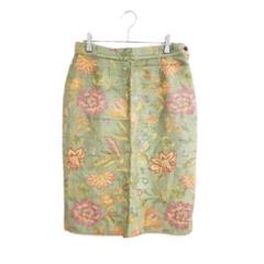 Ｓ＆Ｈ タイトスカート Ｍ 花柄 緑色 ひざ丈 上品 おしゃれ おでかけ きれい