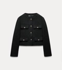 極美品✨完売品 ZARA ザラ フラップクロップドジャケット ネイビー M オンライン セールファッション - 極美品✨完売品 ZARA ザラ