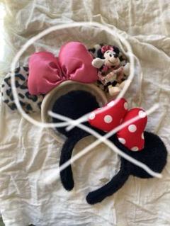 ミニー モコモコ ヒョウ柄 帽子 手袋 ディズニー