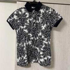 パーリーゲイツ ポロシャツ ボタニカル ロゴ 日本製 モノトーン 美品