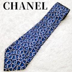 【高級】CHANEL シャネル ネクタイ ココマーク イタリア製 シルク 総柄